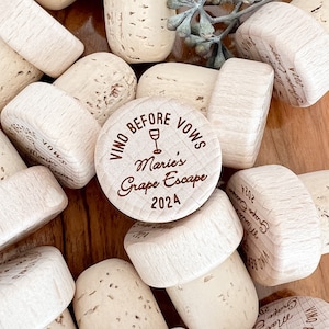 Set of 5+ Vino Before Vows Wine Bottle Stopper Personalized Bachelorette Party Favor Grape Escape Wine Themed Bridal Shower Vineyard Wedding
