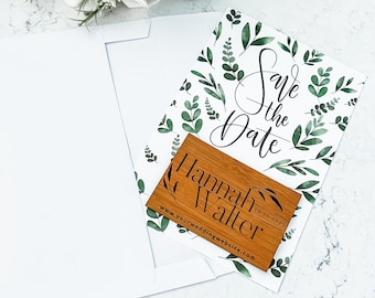 Personalized Save the date magnet + card + envelop greenery branches wedding invitation wedding magnet custom magnetic wedding announcement