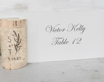 Vertical Wine Cork Place Card Holder Personalized Cork Card Holder Custom Wine Cork Name Card Holder Rustic Wine Themed Wedding Monogram