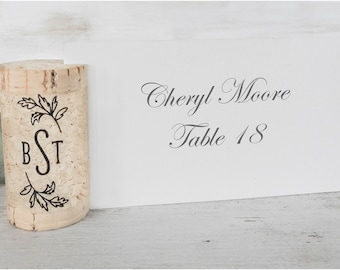 Vertical Wine Cork Place Card Holder Personalized Cork Card Holder Custom Wine Cork Name Card Holder Rustic Wine Themed Wedding Monogram