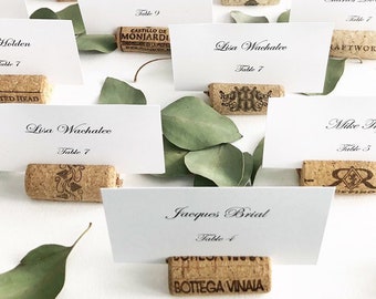 Wine Cork Place Card Holders, Variety from Real Recycled Corks, Wedding place card holders cork card holder rustic table decor table setting