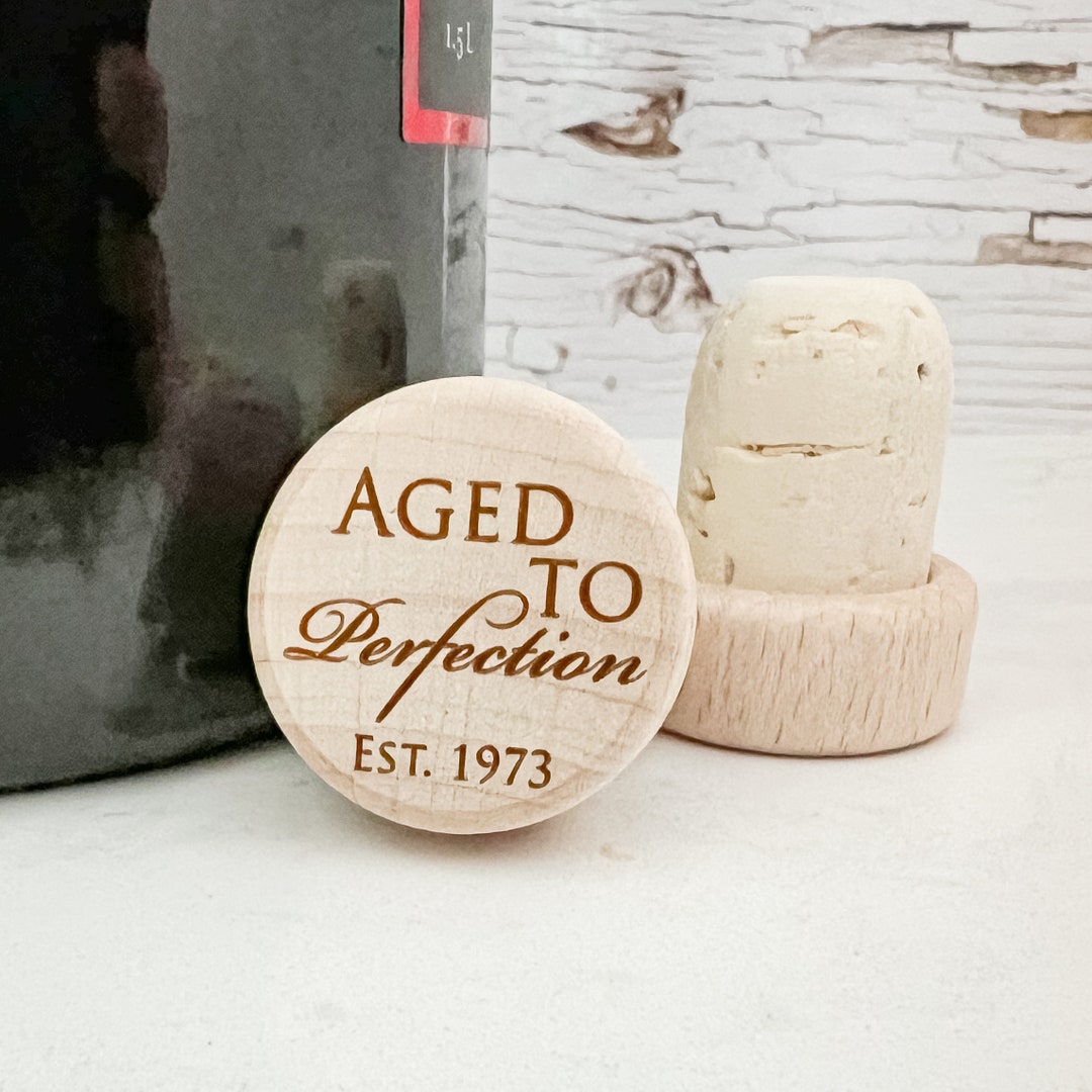 Aged to Perfection Birthday Personalized Wine Bottle Stopper Favor Cork