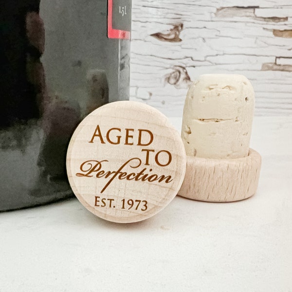 Aged to Perfection Birthday Personalized Wine Bottle Stopper Favor Cork Bottle Stopper B-day Custom Wine Stopper Wedding Favor Handmade Gift