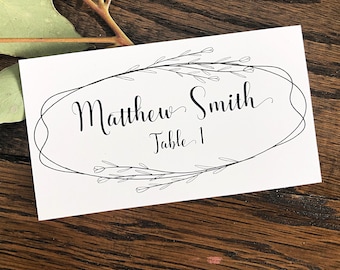 Personalized Wedding Place Cards: Oval Floral Design