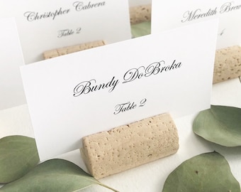 Natural Blank Wine Cork Place Card Holder Rustic Wedding Reception Table Decor Eco Friendly Vineyard Wine Themed Escort Card Favor Bridal