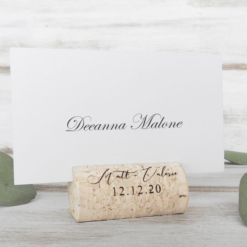 Wine Cork Place Card Holder Personalized Wine Corks Wine Cork Card Holder Wine Themed Wedding Vineyard Wedding Cork Escort Card Custom Corks Font 4 (photo 4)