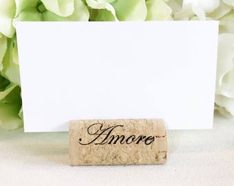 Wine Cork Place Card Holder Personalized Cork Card Holder Custom Wine Cork Name Card Holder Placecard Holder Wine Themed Wedding Amore