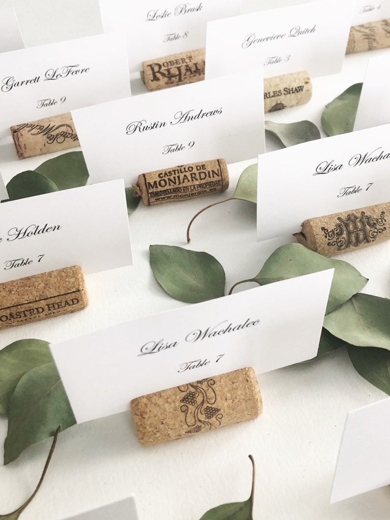 Wine Cork Place Card Holders, Variety from Real Recycled Corks, Wedding place card holders cork card holder rustic table decor table setting image 2