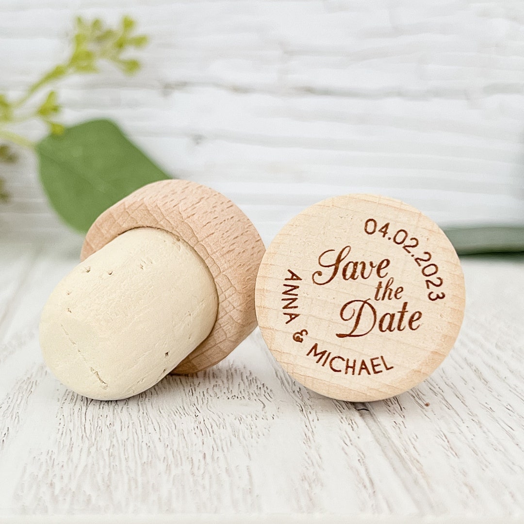 Personalized Wine Bottle Stopper Save the Date, Cork Bottle Stopper