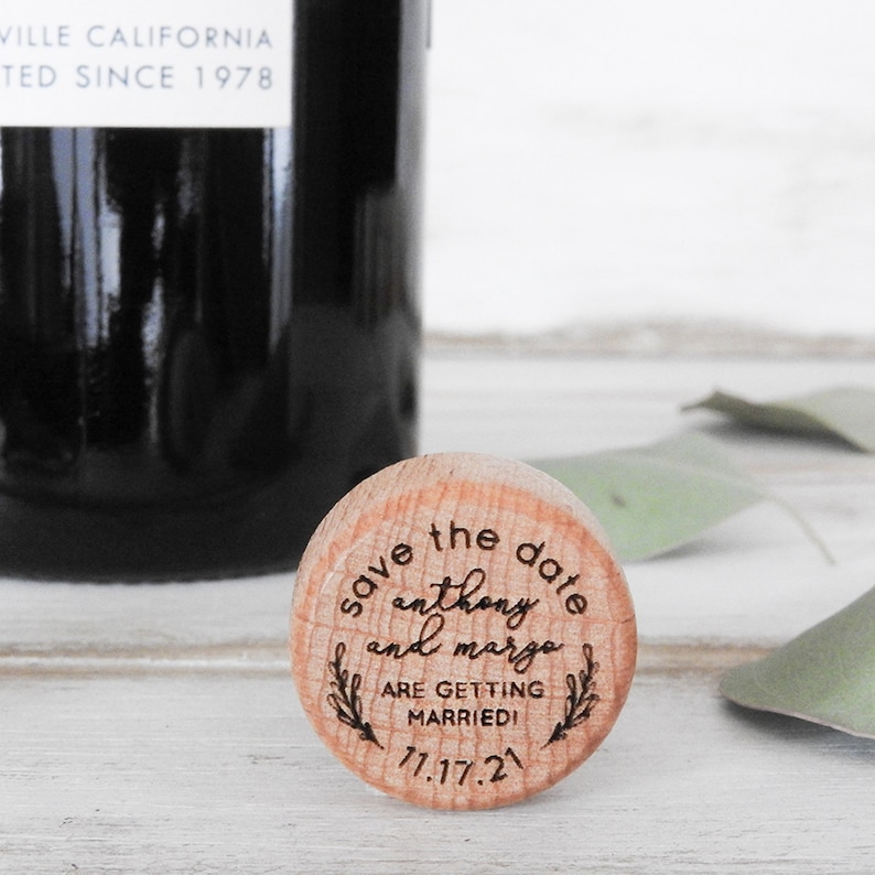 Personalized Wine Bottle Stopper Save The Date Cork Bottle Etsy