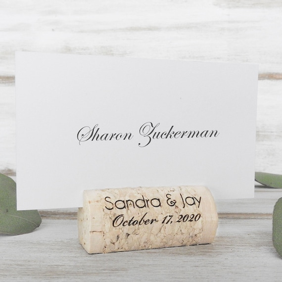 Wine Cork Place Card Holders Names and Date Wedding Place Card