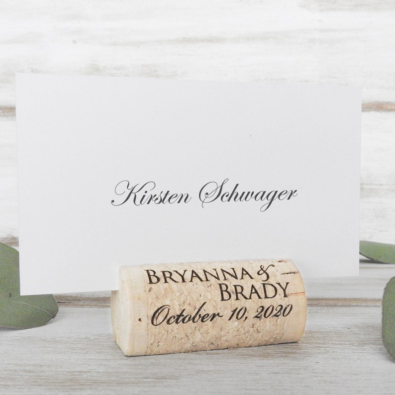 Wine Cork Place Card Holder Personalized Wine Corks Wine Cork Card Holder Wine Themed Wedding Vineyard Wedding Cork Escort Card Custom Corks Font 2 (photo 2)