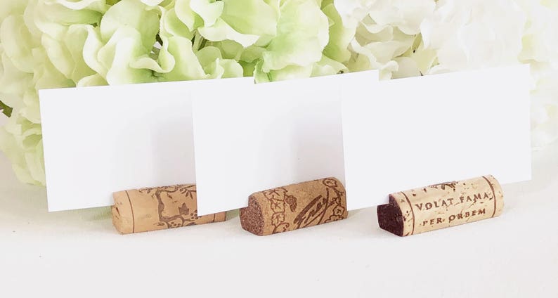 Wine Cork Place Card Holders, Variety from Real Recycled Corks, Wedding place card holders cork card holder rustic table decor table setting image 9