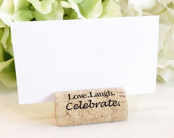 Wine Cork Place Card Holder Personalized Cork Card Holder Custom Wine Cork Name Card Holder Placecard Holder Wine Themed Wedding Live Love