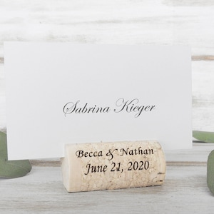 Wine Cork Place Card Holder Personalized Wine Corks Wine Cork Card Holder Wine Themed Wedding Vineyard Wedding Cork Escort Card Custom Corks Font 5 (photo 5)