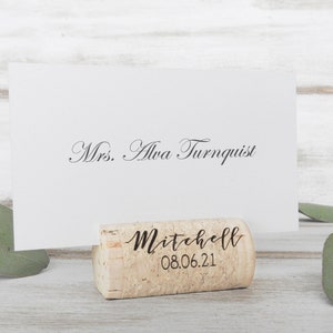 Wine Cork Place Card Holder Personalized Wine Corks Wine Cork Card Holder Wine Themed Wedding Vineyard Wedding Cork Escort Card Custom Corks Font 3 (photo 3)