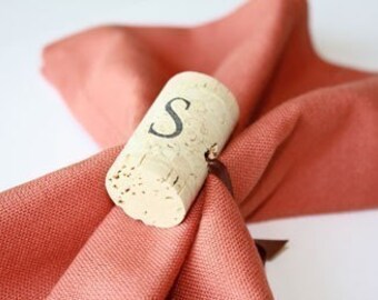 Single Initial Wine Cork Napkin Rings