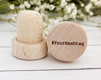 Your Hashtag Engraved Custom Wine Bottle Stopper Unique Personalized Gift Birthday Bachelorette Party Wedding Favor Bridal Shower Wine Lover