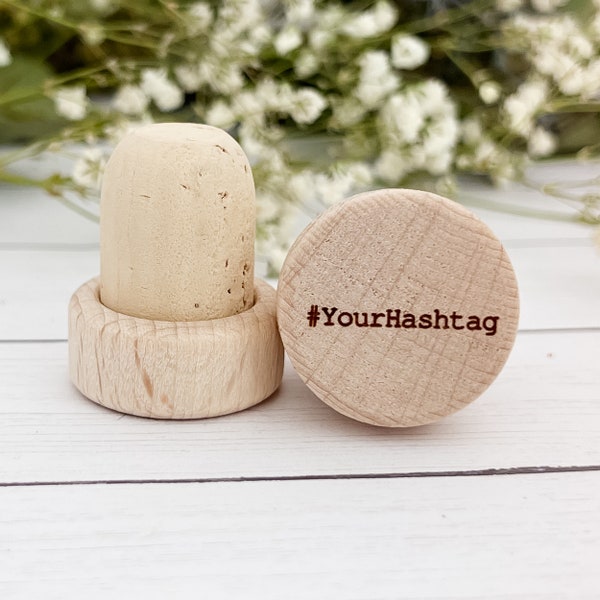 Your Hashtag Engraved Custom Wine Bottle Stopper Unique Personalized Gift Birthday Bachelorette Party Wedding Favor Bridal Shower Wine Lover