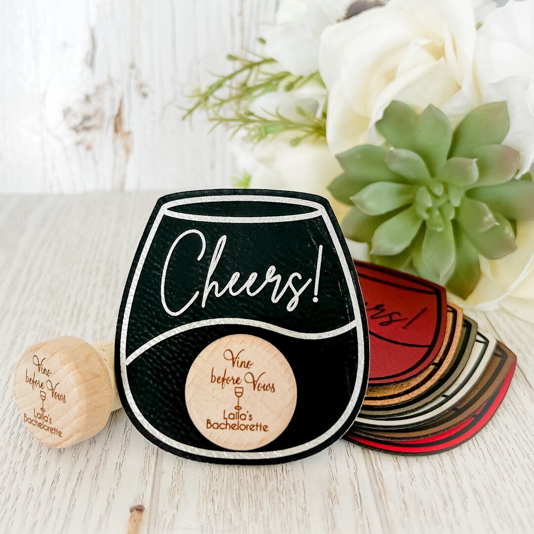 Personalized Wine Bottle Stopper Card Custom Wedding Favor Cork Place