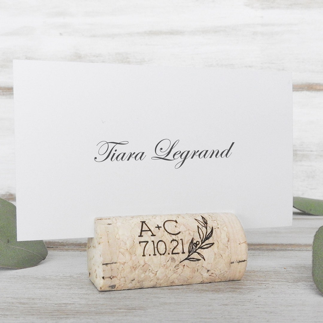 Personalized Wine Cork Place Card Holder Custom Wedding Decor Rustic ...