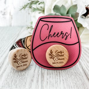 Set of 5+ Personalized Wedding Favors Wine Bottle Cork Stopper with Leatherette Card Bachelorette Party Bridal Shower Gift Wine-themed Event