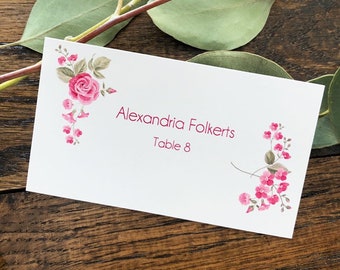 Wedding Place Cards Pink Floral Wedding Name Card Table Place Cards Escort Card Place Setting Seating Cards Rustic Place Cards Personalized