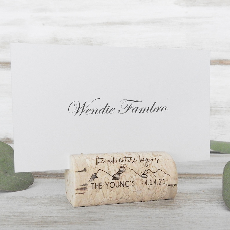 Wine Cork Place Card Holder Personalized Wine Corks Wine Cork Card Holder Wine Themed Wedding Vineyard Wedding Cork Escort Card Custom Corks Font 6 (photo 6)