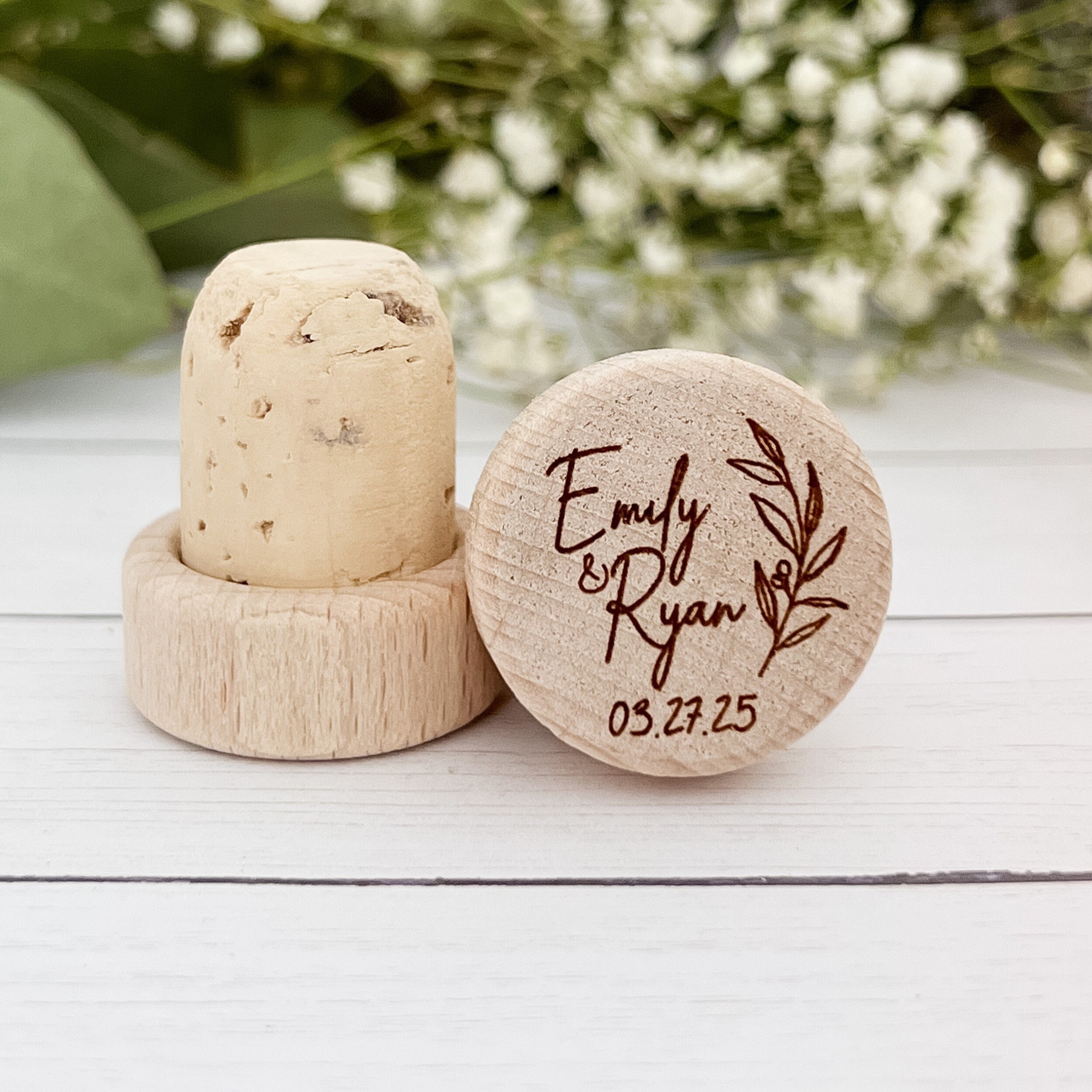 Personalized Wine Bottle Stoppers – Set of 5+ Custom Engraved Corks, Wedding Favors, Bridal Shower Gifts, Vineyard or Wine Lover Gift