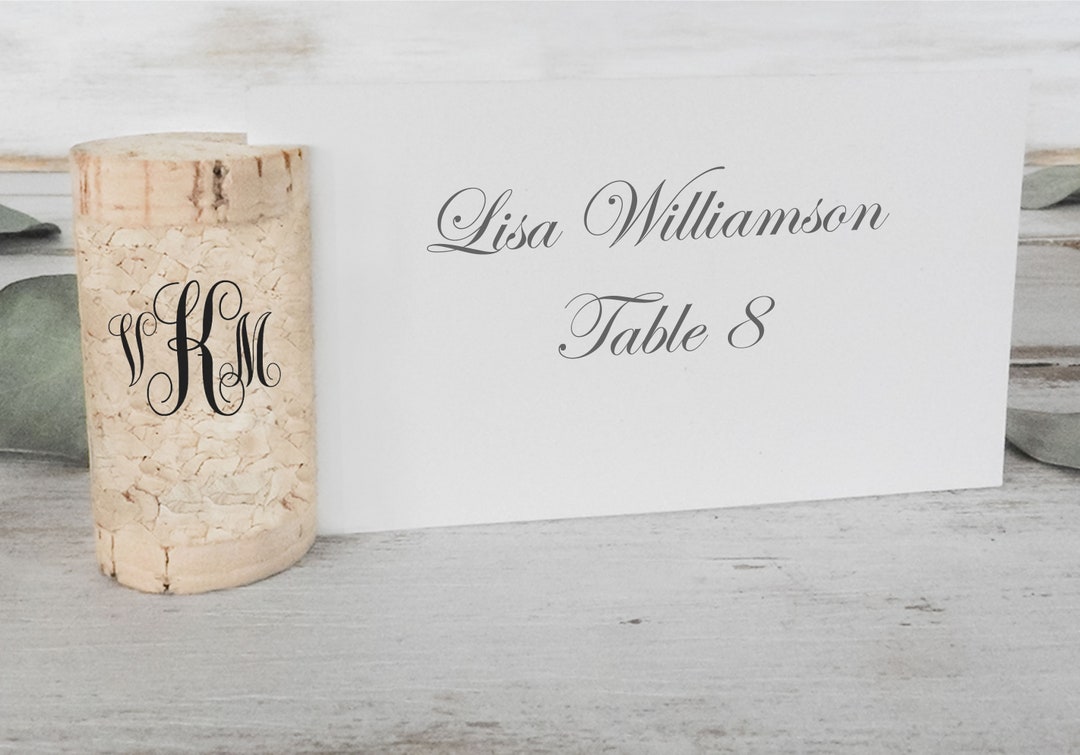 Personalized Wine Cork Place Card Holder: Rustic Wedding Monogram - Etsy