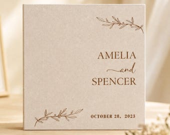 Livro de assinaturas de casamento personalizado em linho: álbum de fotos instantâneo personalizado, livro de recortes da recepção