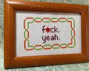 F*ck Yeah - funny cross stitch // handmade gift