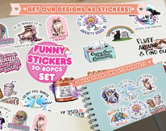 Funny Meme Stickers, Sarcastic Adult Humor, Laptop Decals (20-80pcs)