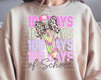 100 giorni di scuola PNG, fiocco civettuolo, design per insegnanti (download digitale)
