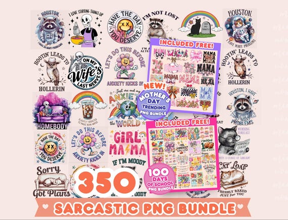 Sarcastic PNG Bundle, Funny Adult Humor Sublimation Designs (Digital Download)