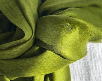 Cashmere, Wool & Silk Shawl | Lime Green | Fine Weave Scarf