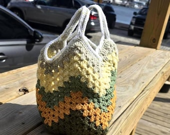 Bolso de crochet hecho a mano: bolso bohemio cuadrado de abuela colorido