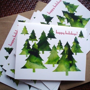 Boxed Holiday Cards Happy Holidays Cards, Boxed Christmas Cards, Christmas Trees image 1