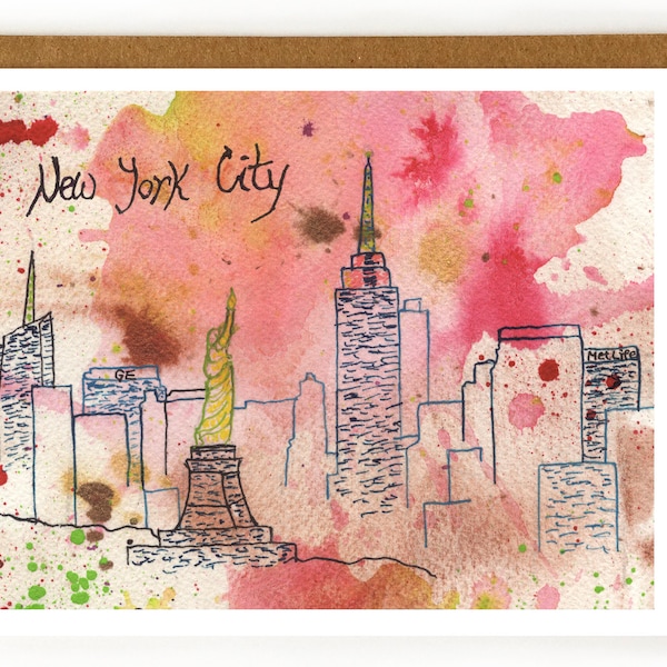 New York City Card | City of New York, NYC Skyline, NYC Souvenir, New York City Art