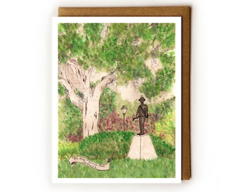 Savannah GA Card | Blank Card, Savannah Souvenir, Forsyth Park, Beautiful Southern Oak Trees