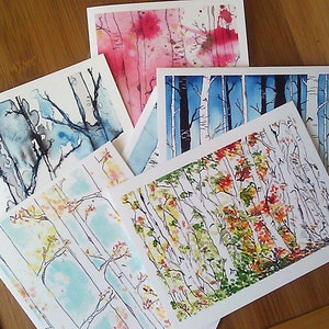 Set cadeaukaarten in doos | Blanco natuurkaarten, boskunstwerk