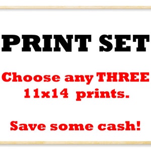 Set of 3 Prints, 11x14 Prints, Pen and Ink, Abstract Watercolor Prints