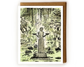 Savannah Georgia Card | Bonaventure Cemetery Souvenir, Midnight in the Garden of Good and Evil