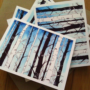 Boxed Card Set | Birch Forest Art Kaarten, Lege natuurkaarten, bomen kunstwerk