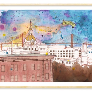 Savannah Georgia Print | Savannah GA Skyline, 8.5x11, 11x14