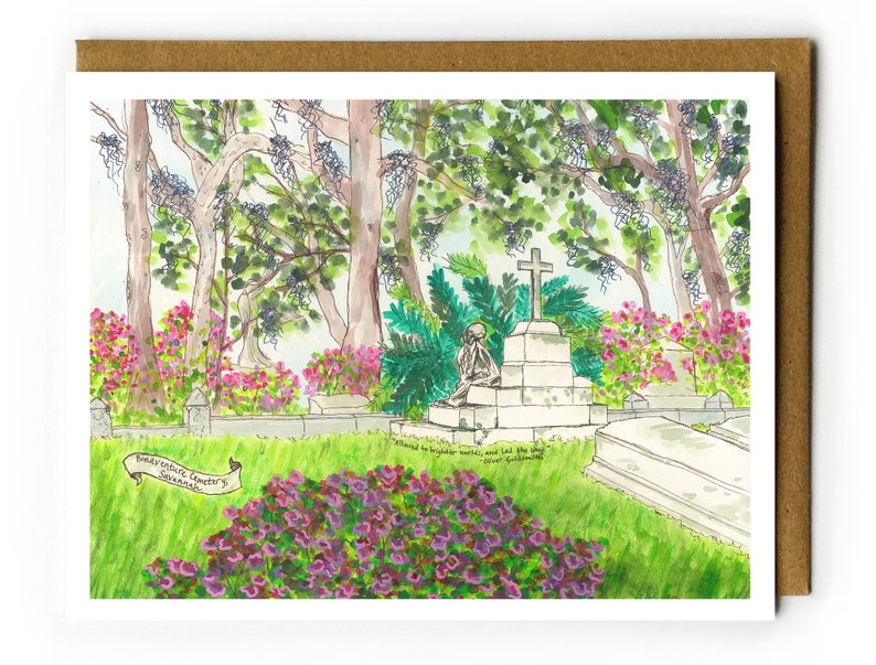 Savannah Georgia Card Bonaventure Cemetery Souvenir, Savannah Ghost Stories, Beautiful Cemeteries, Antebellum, Azaleas image 1