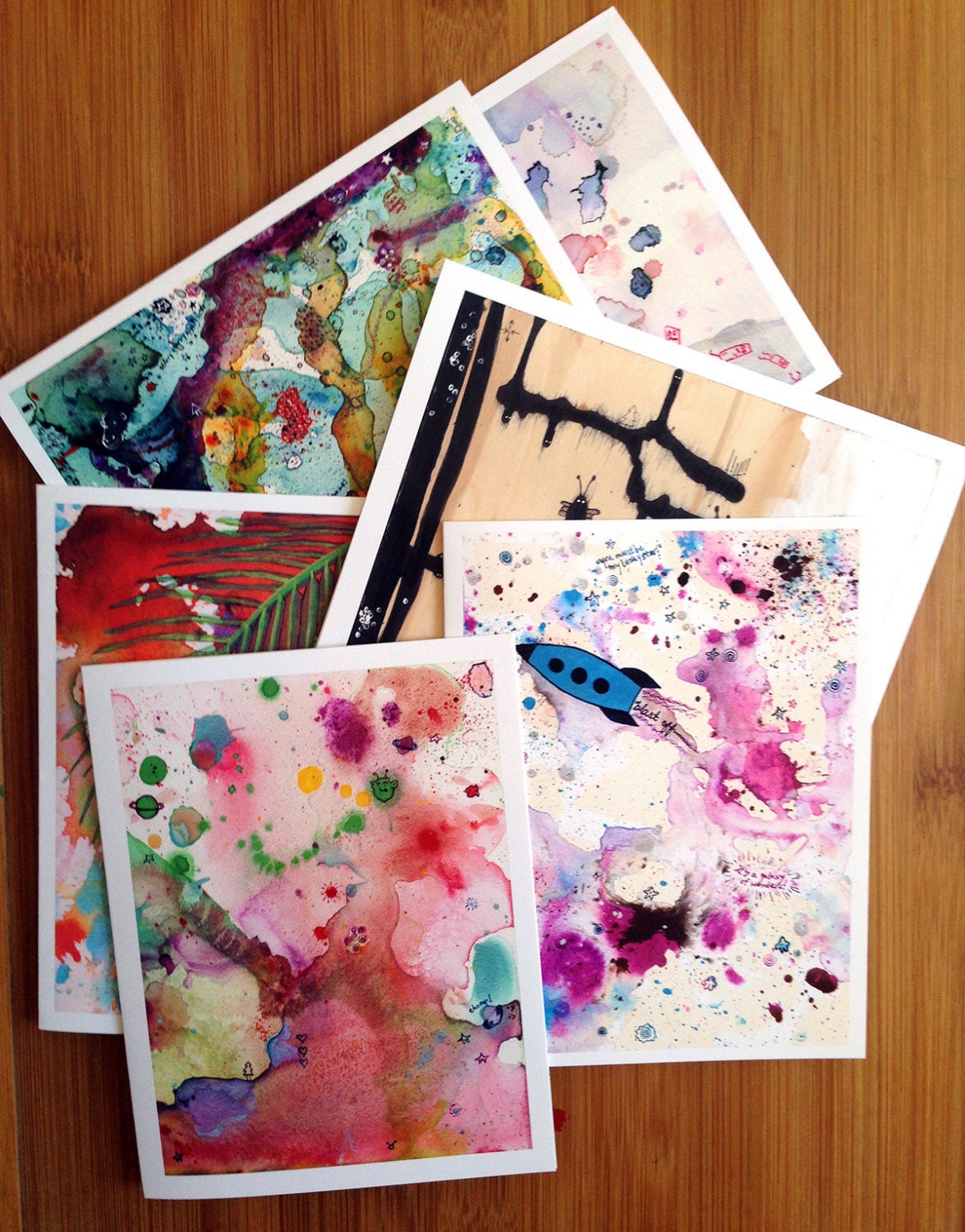 Mixed Box Greeting Cards Fun Notecards Blank Art Cards Etsy