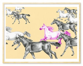 Horse Art | Equestrian Gift, Illustration Print, Girl Horse Decor, Gift for Horse Lover, 8.5x11, 11x14