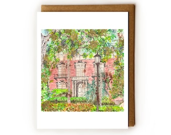 Savannah Georgia Card | Savannah Souvenir, Mercer House, Midnight in the Garden of Good & Evil, Ghost Stories