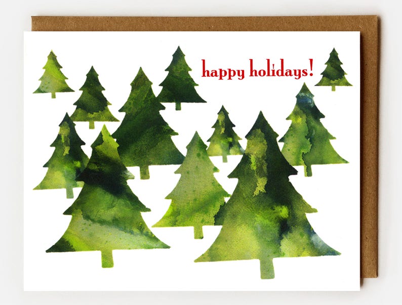 Boxed Holiday Cards Happy Holidays Cards, Boxed Christmas Cards, Christmas Trees image 2